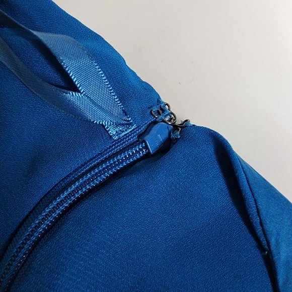 ANN TAYLOR LOFT Solid All Blue Sleeveless 100% Silk Side Zip Dress Womens Size 4 - Picture 7 of 7